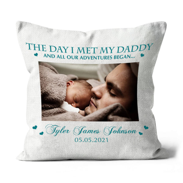 New Dad Personalized Pillow (Insert Included) Custom Photo Happy First Father's Day Gift 1-side Print| NPL101