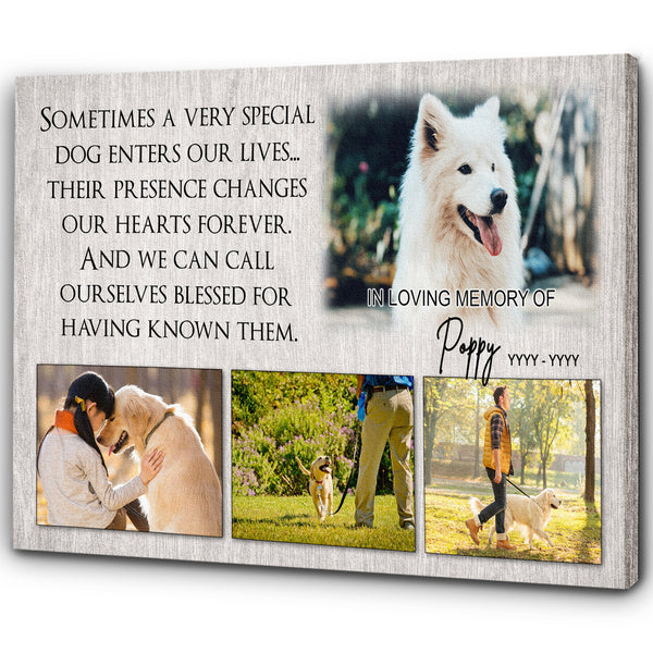 Personalized Dog Memorial Canvas| A Very Special Dog Enters Our Lives Canvas| Dog Memory Gift, Dog Passing Away Gifts, Sympathy Gift for Loss of Dog, Dog Owner - JCD785