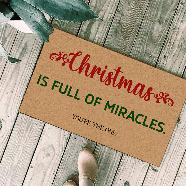 Christmas Doormat|  Christmas Is Full Of Miracles Door Mat| Christmas Wish Christmas Sign Christmas Decoration for Front Door, Home| Welcome Holiday Door Mat Winter Sign| JD30