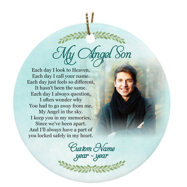 Son Memorial Ornament - My Angel Son, Christmas in Heaven, Son Remembrance Home Decor, Memorial Gift for Loss of Son in Memory, Loss of Child| NOM186
