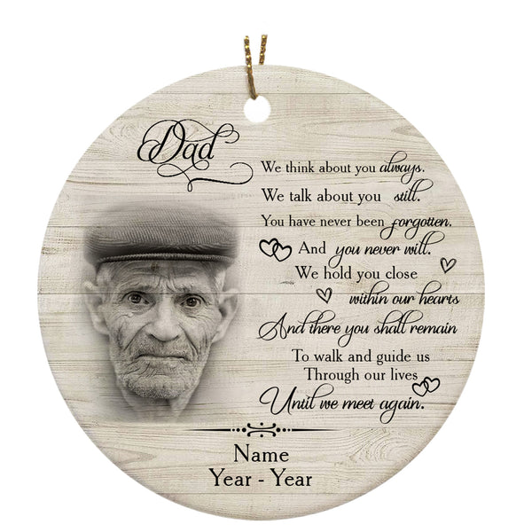 Dad Memorial Ornament - Until We Meet Again, Christmas in Heaven, Dad Remembrance Home Decor, Memorial Gift for Loss of Father in Memory| NOM82