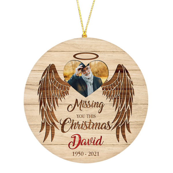 Custom Memorial Ornament - Missing You This Christmas, Christmas in Heaven, In Memory Home Decor for Loss of Father, Mother, Son, Brother| NOM31