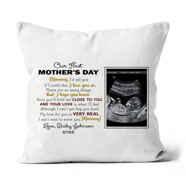 First Mother's Day Custom Sonogram Pillow, Mom to Be 1st Time Mother, New Mom Pregnant Mom Gift| NPL34