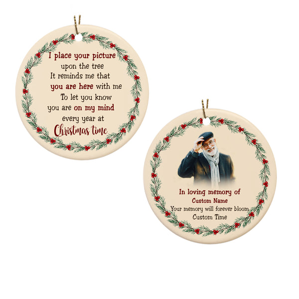 Personalized Memorial Circle Ornament - Place Your Picture Upon The Tree Ornament Custom 2 Sided Ornament Christmas Memorial Gift Remembrance Ornament for Deceased Loved One - JOR45