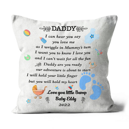 Personalized New Dad Pillow| Daddy Are You Ready| First Father's Day Gift for Husband, Expecting Dad| JPL64