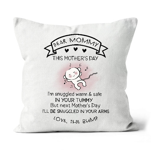 Cute Pregnant Mom Pillow, Dear Mommy from the Bump, Happy First Mother's Day Gift, Mom to Be Gift| NPL03