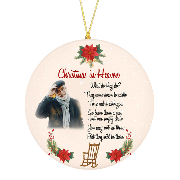 Personalized Memorial Ornament - Christmas in Heaven, Remembrance Home Decor, Empty Chair Memorial Gift for Loss of A Loved One| NOM108