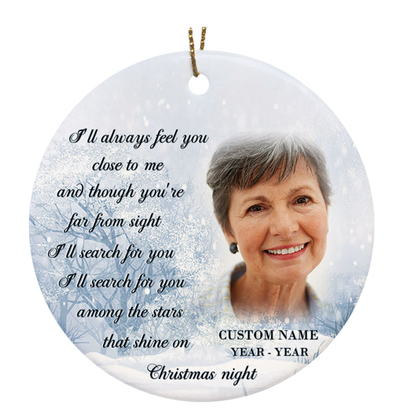 Personalized Memorial Ornament - Christmas in Heaven, Remembrance Home Decor, Memorial Gift for Loss of A Loved One, Loss of Mother Father| NOM77
