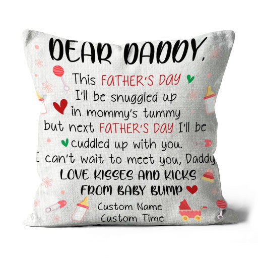Personalized New Dad Pillow| First Father's Day Gift for Husband, Expecting Father, Dad To Be| JPL62