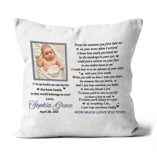 New Dad Personalized Pillow (Insert Included) Custom Baby Photo First Father's Day Gift 1-side Print| NPL97
