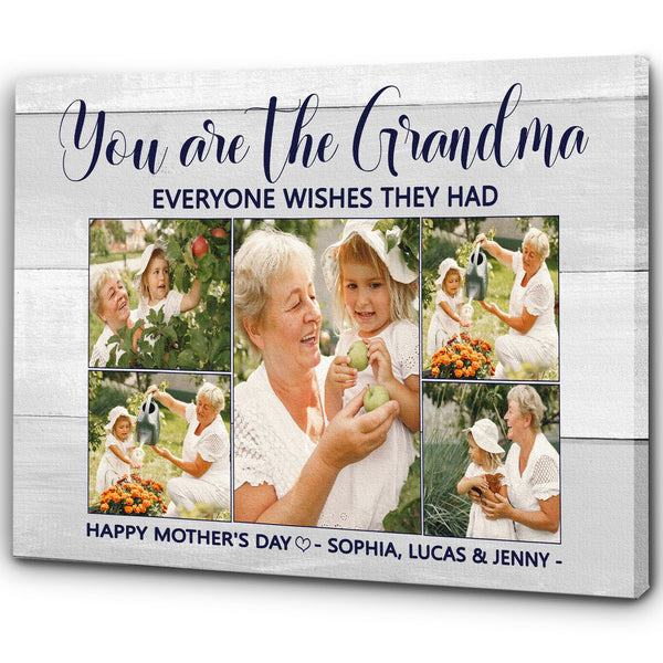 Grandma Personalized Canvas Photo Collage, Mothers's Day Gift for Grandmother, Best Grandma Ever| N2490