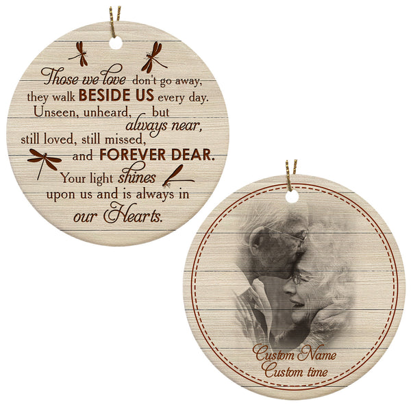 Personalized Memorial Circle Ornament - Always In Our Heart Dragonfly Ornament Ceramic 2 Sided Ornament Christmas Memorial Sympathy Remembrance Ornament for Loss of Loved One - JOR44