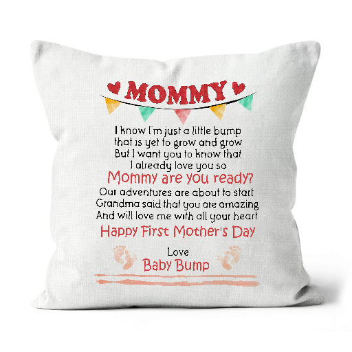 Happy First Mother's Day from Baby Bump Pillow, Cute Gift for Pregnant Mom, New Mom, Mom to Be Gift| NPL09