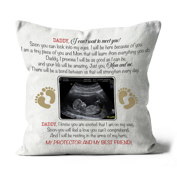 Dad to Be Personalized Pillow (Insert Included) Custom Sonogram First Father's Day Gift 1-side Print| NPL44