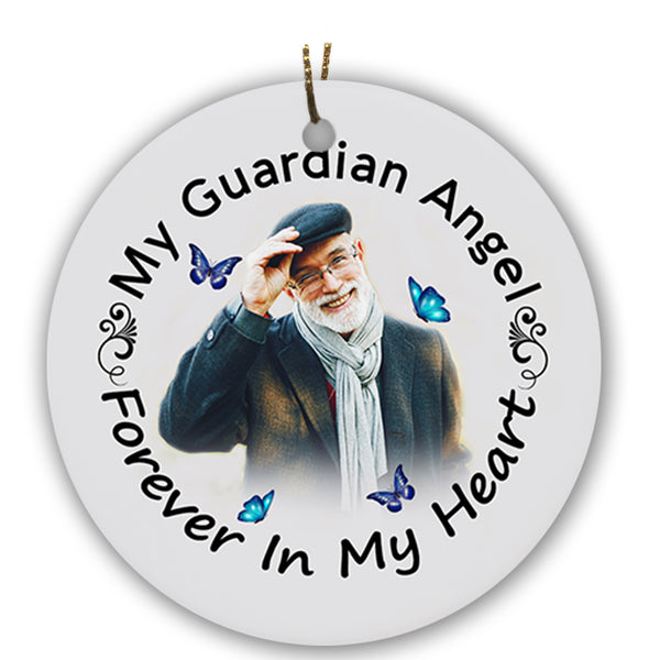 Custom Memorial Ornament - My Guardian Angel, Christmas in Heaven, Remembrance Home Decor, Memorial Gift for Loss of Son, Husband, Father| NOM56