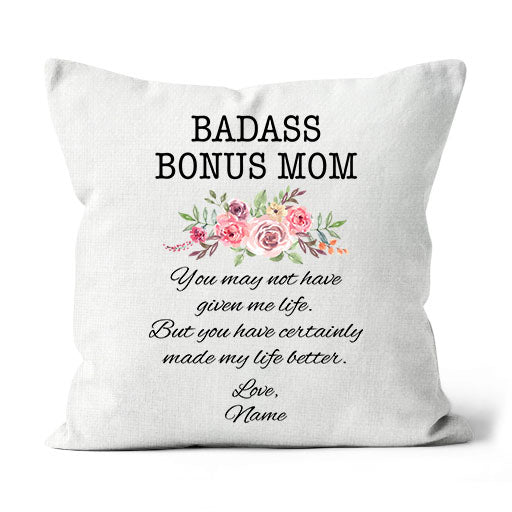 Custom Bonus Mom Pillow, Badass Stepmom Funny Mother's Day Gift for Bonus Mom, Step Mother Gift| NPL05