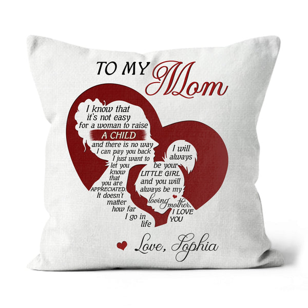 To My Mom Personalized Pillow, Mother's Day Gift from Daughter, Best Mom Ever Thoughtful Gift for Mom| NPL13