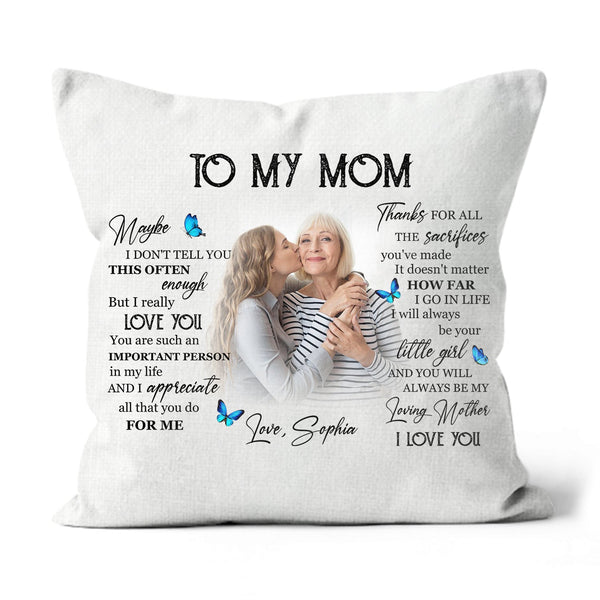 Personalized Mom Pillow - To My Mom Mother's Day Butterfly Gift, Best Mom Ever Birthday Christmas| NPL16