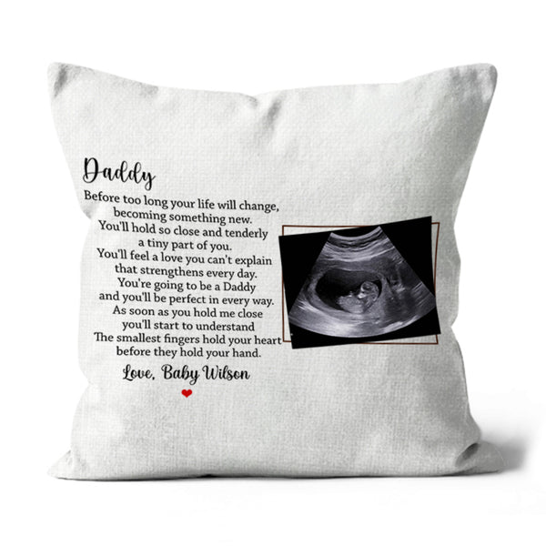 Dad to Be Personalized Pillow (Insert Included) Custom Sonogram Fathers Day Gift New Daddy 1-side Print NPL133