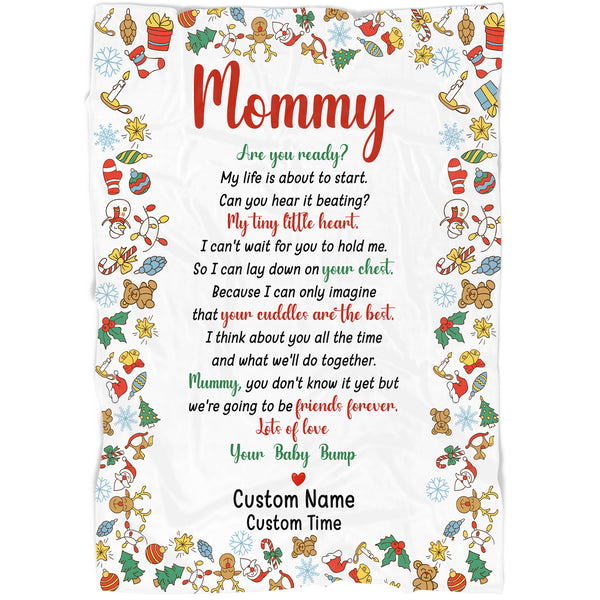 Personalized Blanket for New Mom - Mommy To Be Poem from Baby Bump Custom Fleece Blanket Christmas Present for New Mom Mom To Be Expecting Mother Thoughtful Gift from Baby Bump - JB269