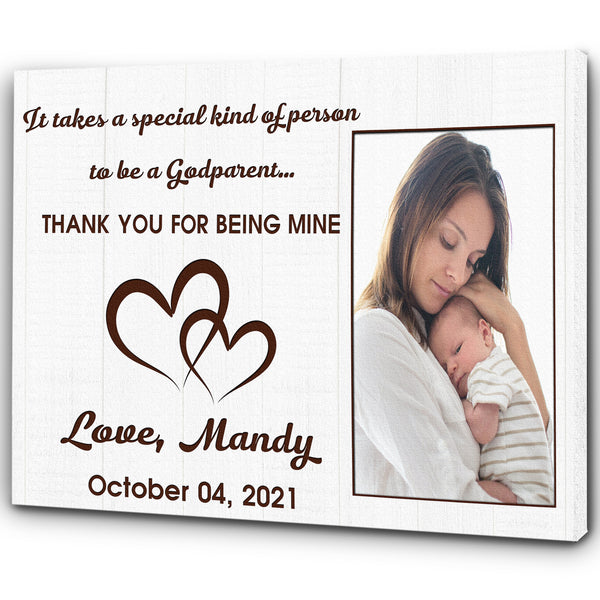Personalized Godparents Gift| Photo Canvas Custom Gift for Godfather Godmother| Baptism Gift Christening Gift for Godmother Godfather| JC730
