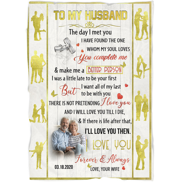 Customized Love Blanket to My Husband|  Personalized Blanket for Husband from Wife|  The Day I Met You| How We Dance in Life  Together| Anniversary Blanket for Him  on Birthday, Christmas BP46 Myfihu
