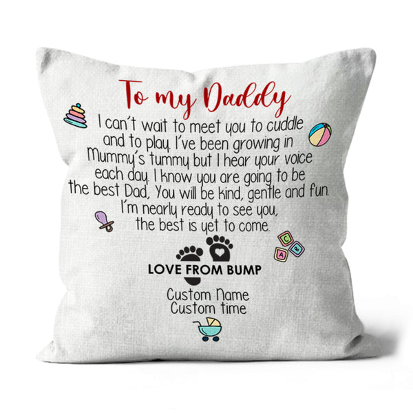 Custom New Dad Pillow| Can't Wait To Meet You| First Father's Day Gift for Husband 1st Time Dad To Be| JPL65