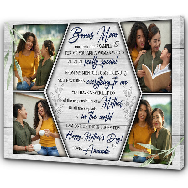 Bonus Mom Personalized Canvas Photo Collage, Step Mom Mother's Day Gift for Bonus Mother| N2513