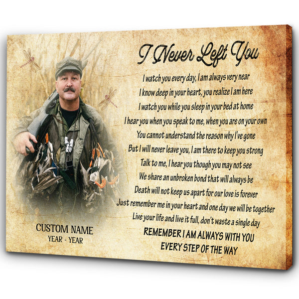 Personalized Memorial Canvas| I Never Left You| Memorial Gift, Sympathy Gift for Loss of Father Mother Husband Son in Heaven, Bereavement Gift| In Loving Memory Remembrance| N2347