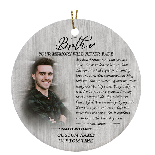 Brother Memorial Ornament - Brother in Memory, Christmas in Heaven, Brother Remembrance Home Decor, Memorial Gift for Loss of Brother| NOM185