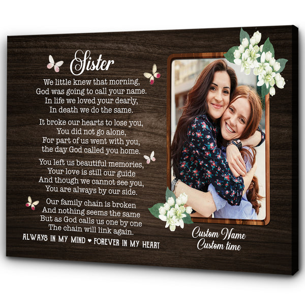 Memorial Gifts for loss of loved one Personalized Sympathy Gift Custom Canvas for loss of Sister VTQ72