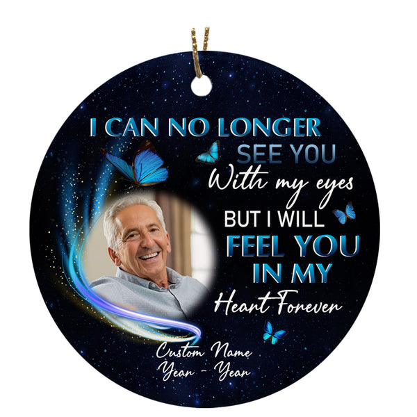 Personalized Memorial Ornament - No Longer See You, Christmas in Heaven Remembrance Home Decor, Memorial Gift for Loss of A Loved One| NOM110