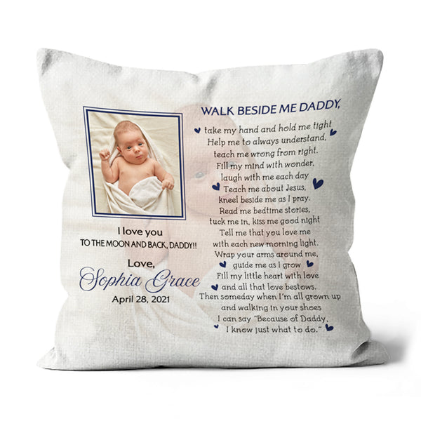 New Dad Personalized Pillow (Insert Included) Custom Photo Happy First Father's Day Gift 1-side Print| NPL98