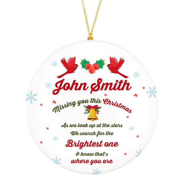 Personalized Memorial Ornament - Missing You This Christmas, Christmas in Heaven Remembrance Home Decor, Memorial Gift for Loss of A Loved One| NOM113