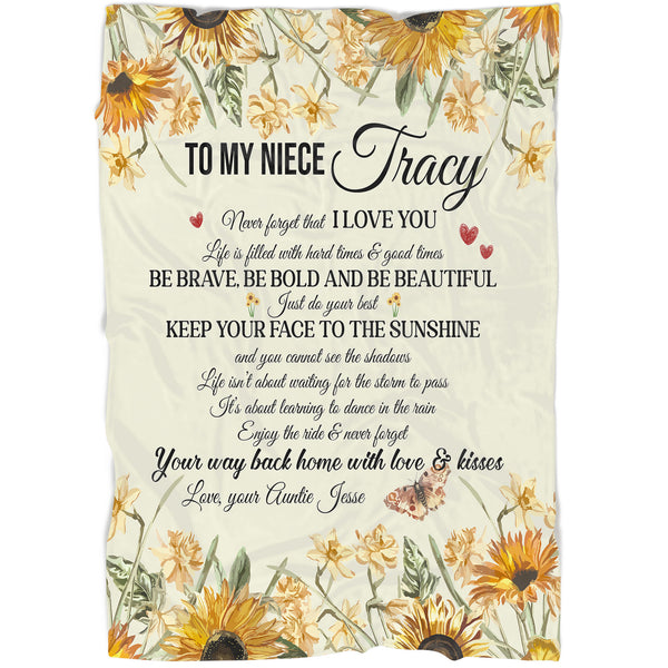 Personalized To My Niece Blanket| Sunflower Blanket To Niece| Sentimental Gift from Aunt| Custom Gift for Niece on Christmas, Birthday, Graduation, Thanksgiving| JB200