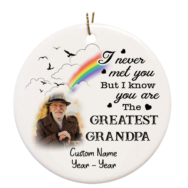 Grandpa Memorial Ornament - Greatest Grandpa, Christmas in Heaven Remembrance Home Decor, Memorial Gift for Baby Loss of Grandpa| NOM132