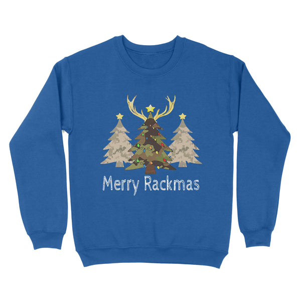 Deer, Elk, Moose hunting Merry Rackmas hunting gift for men Standard Crew Neck Sweatshirt