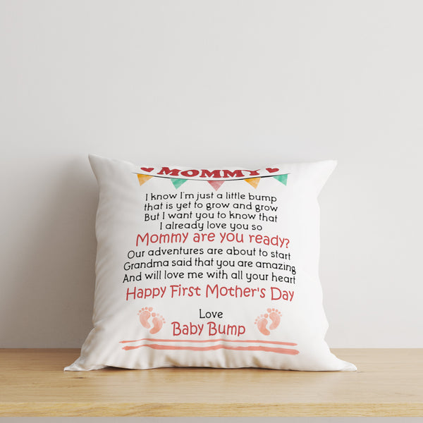 Happy First Mother's Day from Baby Bump Pillow, Cute Gift for Pregnant Mom, New Mom, Mom to Be Gift| NPL09