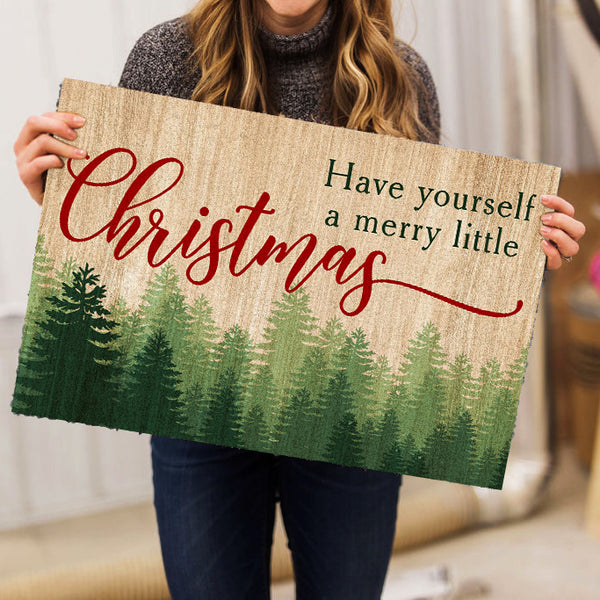 Christmas Door Mat - Haver Yourself A Merry Little Christmas Door Mat| Christmas Wish Christmas Sign Christmas Decoration Welcome Mat Holiday Doormat Winter Sign Gift for Xmas| JD31