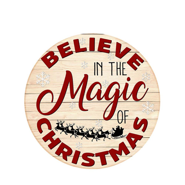 Christmas Door Hanger| Believe in The Magic of Christmas Door Hanger| Xmas Sign Christmas Decoration for Front Door, Wall, Home| Christmas Wooden Door Hanger Christmas Tree Sign| JDH09