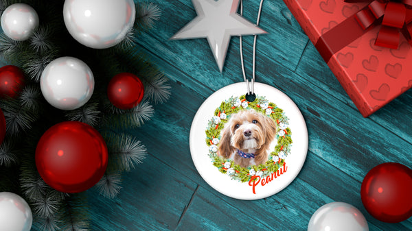 Custom Pet Photo Ornament, Cute Ornament Xmas Decor for Pet Owners, Dog Mom, Dog Dad, Personalized Dog Picture Ornament| NOM05
