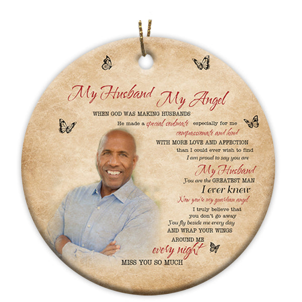 Husband Memorial Ornament - My Angel Husband, Christmas in Heaven, Husband Remembrance Home Decor, Memorial Gift for Loss of Husband| NOM178