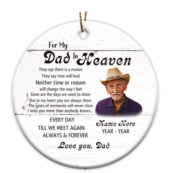 Dad Memorial Ornament - Until We Meet Again, Christmas in Heaven, Dad Remembrance Home Decor, Memorial Gift for Loss of Father in Memory| NOM173
