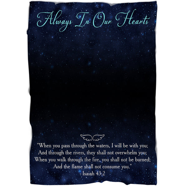 Personalized Memorial Blanket, Always in Our Heart| Remembrance Throw Blanket, Memorial Sympathy Gift| N1722