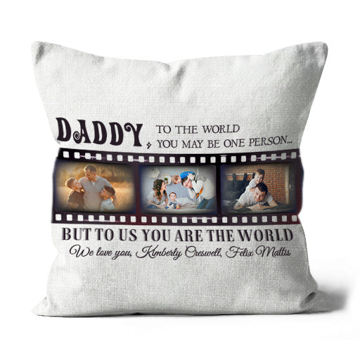 Daddy Personalized Pillow (Insert Included) Happy Father's Day Gift Custom Photo Collage 1-side Print| NPL109