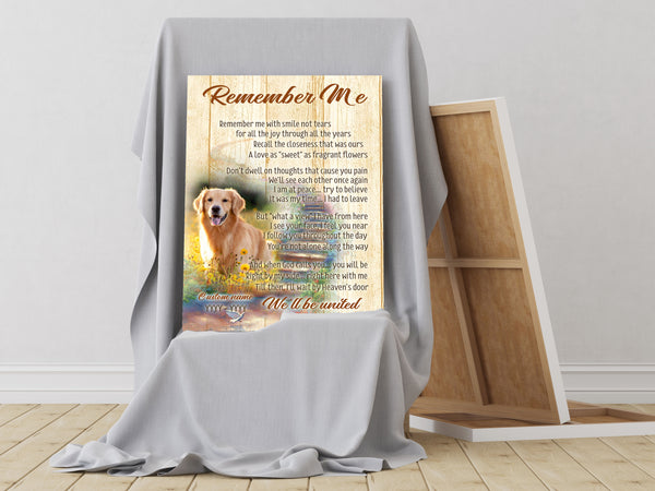 Personalized Dog Memorial Wall Art| Remember Me| Dog Remembrance Canvas, Dog Memorial Gift| Sympathy Gift for Loss of Dog, Dog Owner, Pet Owner| In Loving Memory of Dog|JCD794