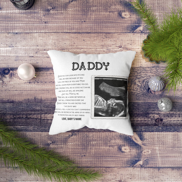 Expecting Dad Personalized Pillow (Insert Included) Sonogram Fathers Day Gift Dad to Be 1-side Print| NPL134