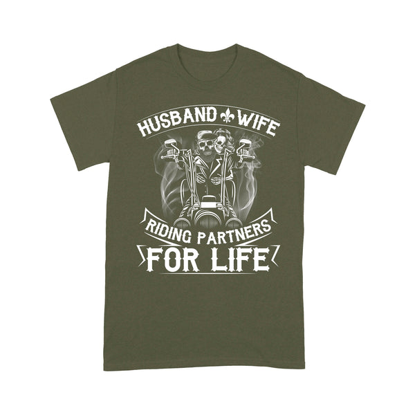 Motocycle Men T-shirt - Husband & Wife Riding Partners for Life, Cool Riding Tee for Him, Motocross Racing Shirt| NMS126 A01