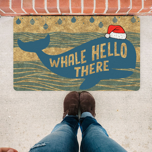 Whale Hello There  Doormat geo whale doormat