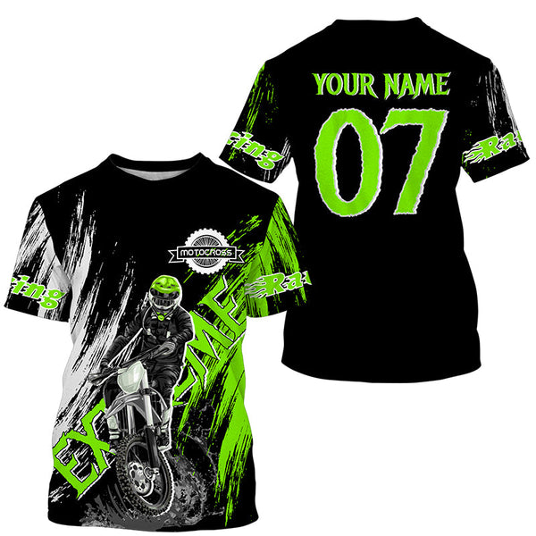 Extreme Motocross off-road jersey green UPF30+ youth adult custom dirt bike racing shirt PDT338